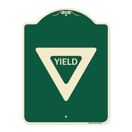 Signmission Designer Series Sign-Yield, Green & Tan Heavy-Gauge Aluminum Sign, 24" x 18", G-1824-22695 A-DES-G-1824-22695